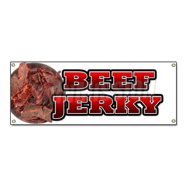 BEEF JERKY BANNER SIGN meat dried spices dehydrated salted smoked